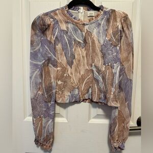 ARITZIA - Wilfred, purple and pink floral long sleeve blouse. Size small.